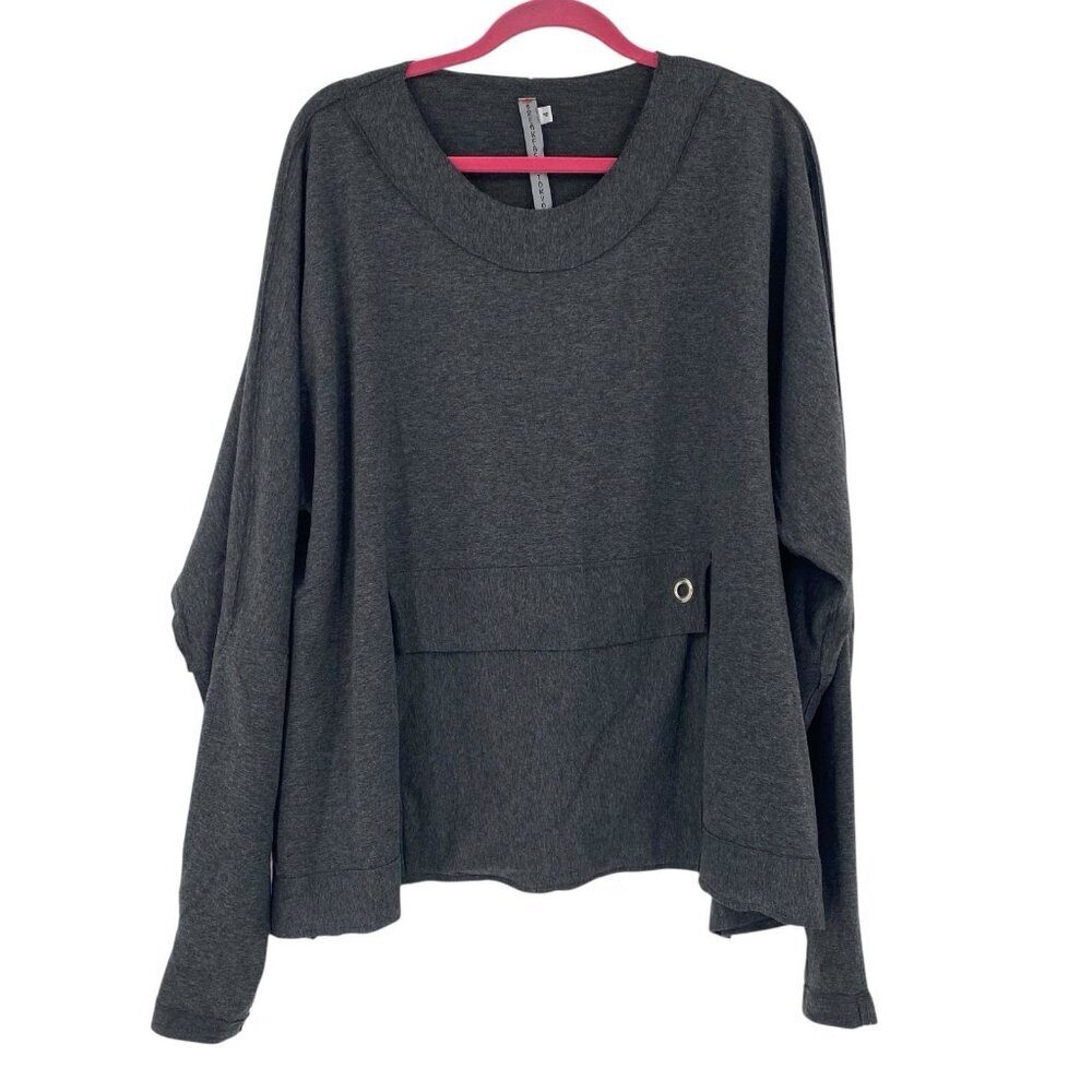 Breakfast in Tokyo Gray Oversized Tunic Top Size 4 Artsy Lagenlook USA